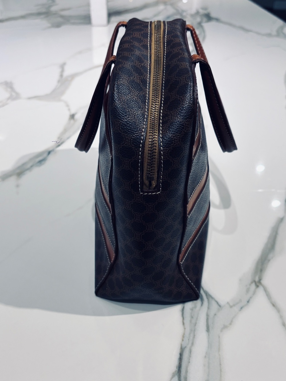 Vintage Celine Macadam Boston Top Handle Bag brown canvas (pvc) leather Italy - Picture 14 of 15